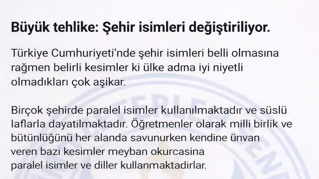 Büyük Tehlike: Şehir İsimleri